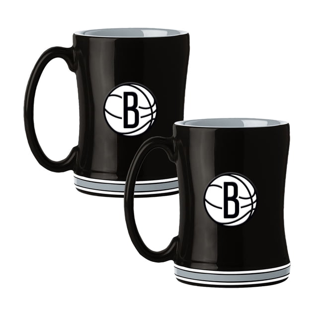 Logo Brands Brooklyn Nets 14oz Relief Mug Set
