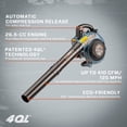 thumbnail image 4 of SENIX 4QL® 26.5cc 4-Cycle Gas Powered Handheld Leaf Blower, 4 of 14