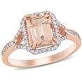 thumbnail image 1 of Morganite and 0.17 CT. T.W. Diamond Halo Ring in 14K Gold, 1 of 6