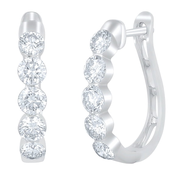 Lab Created Round Cut 1.96 CT. T.W. 5-Stone Floating Hoop Earrings in 18K Gold