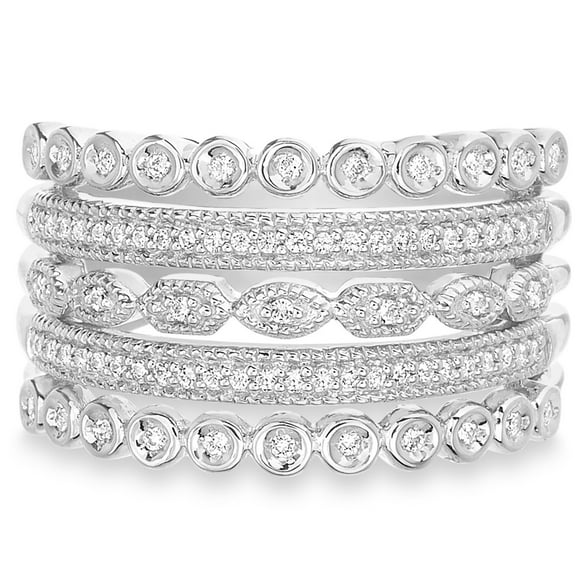 Diamond Multi Row Ring in Sterling Silver