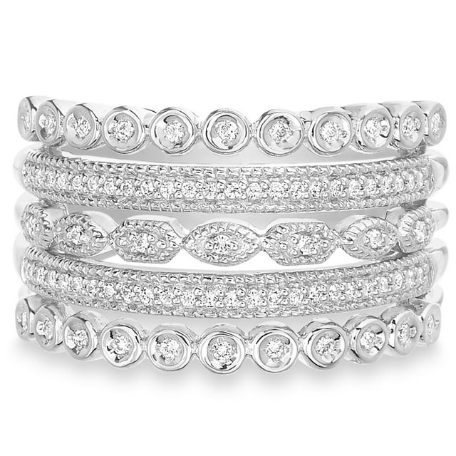 Diamond Multi Row Ring in Sterling Silver