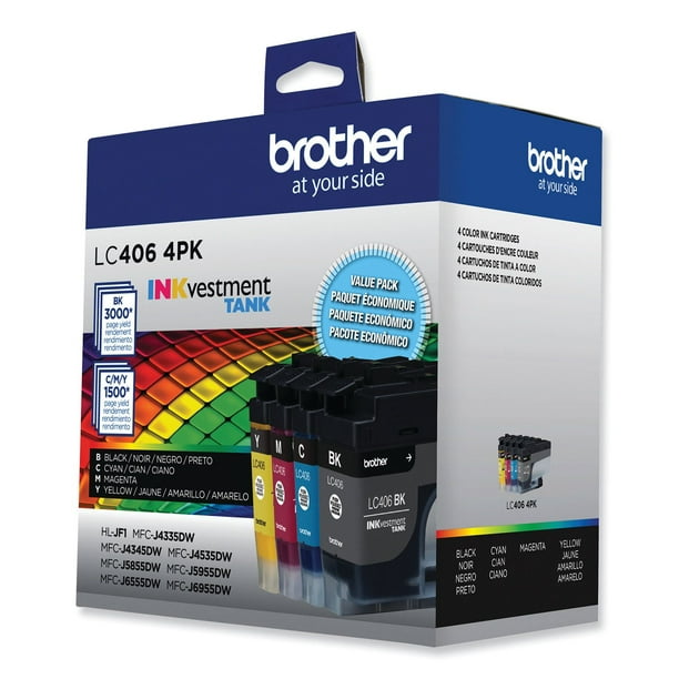 Brother LC406XL Inkvestment Tank Ink Cartridges - Genuine Black & Color Pack