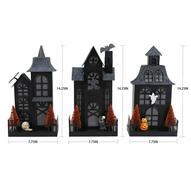 Member's Mark Pre-Lit Metal Halloween Houses, Set of 3 - Samsclub.com