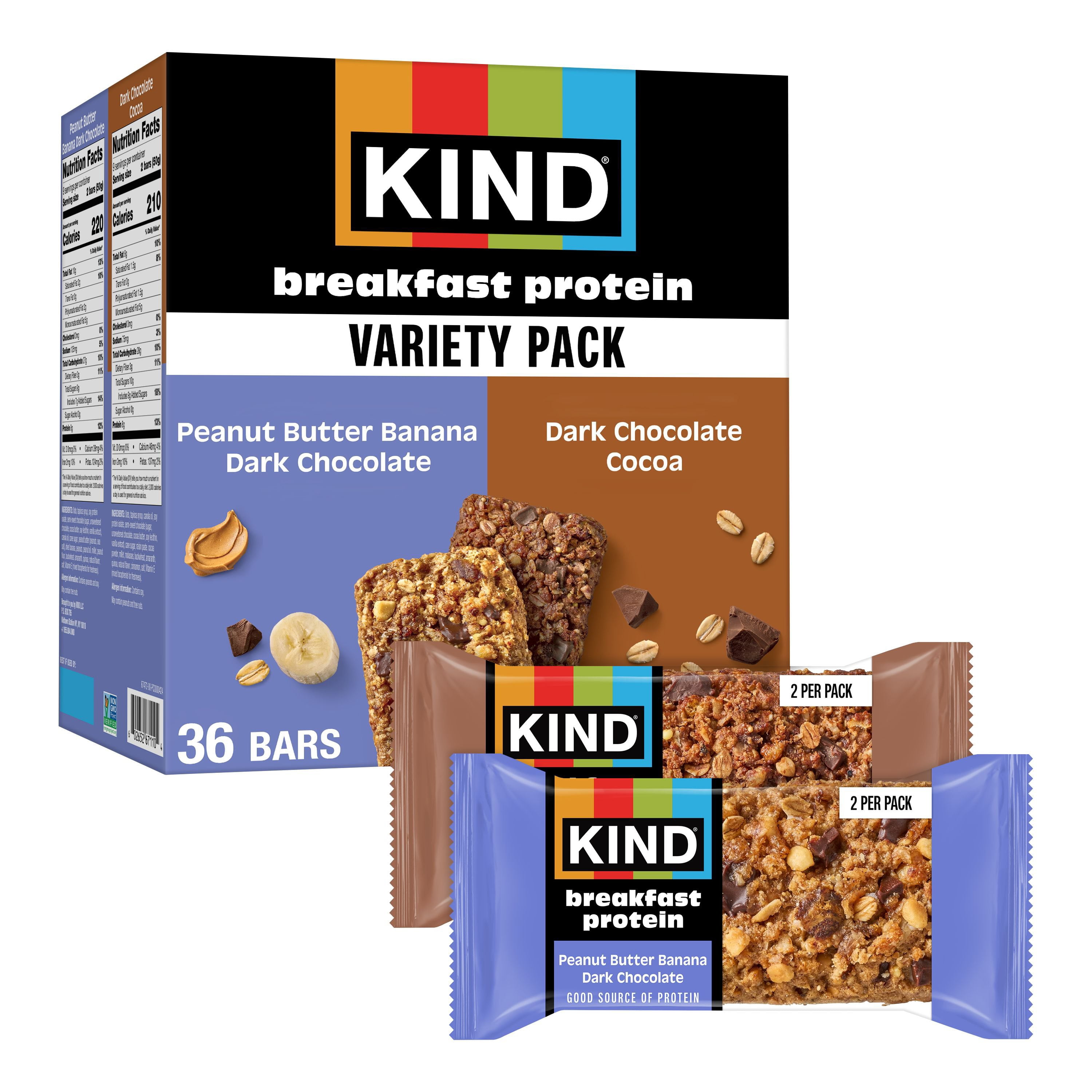 KIND Breakfast Protein Bars, Variety Pack, 18 pk.