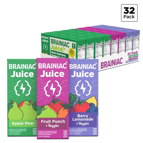 Brainiac Juice Boxes Variety Pack, 6.75 fl oz, 32 ct.