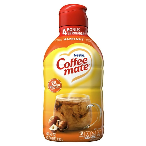 Nestle Coffee mate Liquid Non-Dairy Refrigerated Coffee Creamer, Hazelnut, 66 fl. oz.