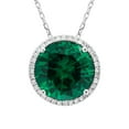 thumbnail image 1 of Lab Created Round Gemstone and 0.12 Diamond Halo in Serling Silver, 1 of 6