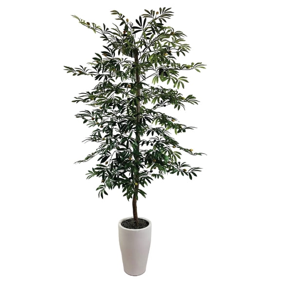 Artificial 6.5' Olive Tree in a White Ceramic Planter