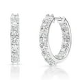 thumbnail image 1 of Lab Created White Sapphire Round Cut Gemstone Inside Out Huggie Hoop Earrings in Sterling Silver, 1 of 7