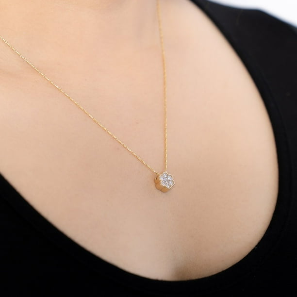 0.50 CT. TW. Round Cut Flower Diamond Pendant in 14K Gold