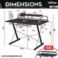 thumbnail image 6 of Techni Sport TS-200 Carbon Computer Gaming Desk with Shelving, Black, 6 of 9