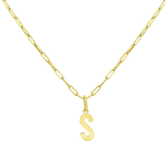 Initial Paperclip Chain Pendant Necklace in 14K Gold