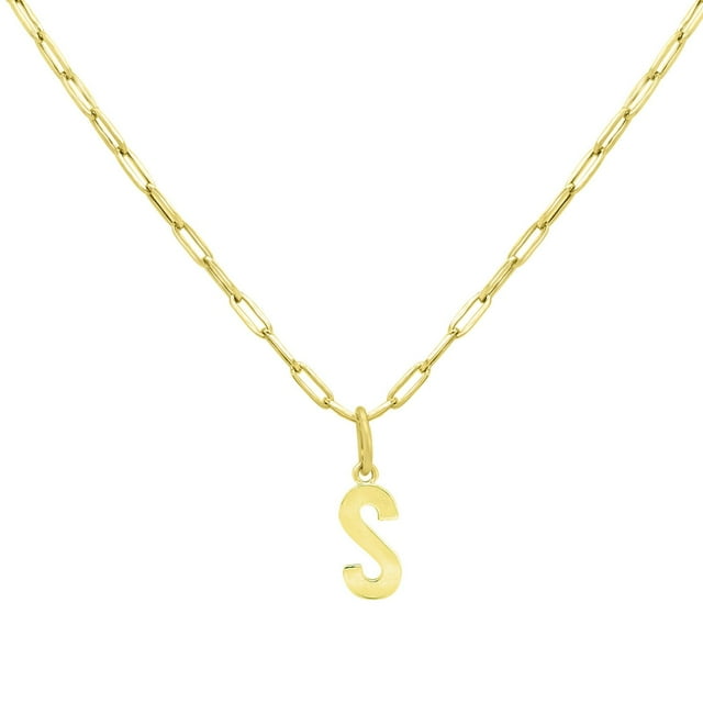 Initial Paperclip Chain Pendant Necklace in 14K Gold