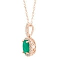 thumbnail image 2 of Oval Cut Genuine Gemstone & 0.11 CT. T.W. Diamond Halo Pendant Necklace in 14K Gold, 2 of 4