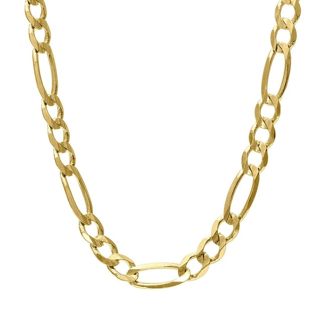 Solid Figaro Chain Necklace in 14K Gold