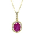 thumbnail image 1 of Oval Cut Genuine Gemstone & 0.11 CT. T.W. Diamond Halo Pendant Necklace in 14K Gold, 1 of 4