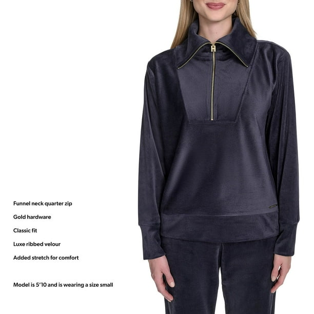 Halston Women's Velour Quarter-Zip Pullover - Samsclub.com