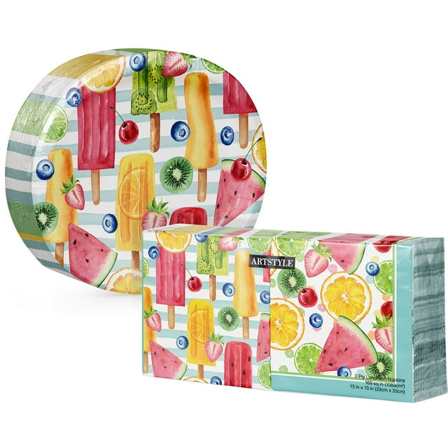 Artstyle Summer Fun Treats Oval Paper Plates and Napkins Kit (255 ct.)