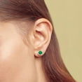 thumbnail image 4 of Round Cut Gemstone & 0.28 CT. T.W. Halo Diamond Stud Earrings in 14K Gold, 4 of 4