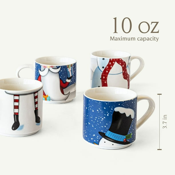 Over&back 4-Piece Stackable Snowman and Santa Mug Set of 4, 10oz -  Samsclub.com