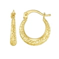 thumbnail image 2 of Diamond Cut Huggie Hoop Earring in 14K Gold, 2 of 6