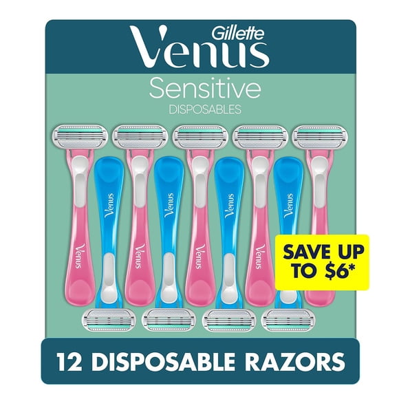 Venus Sensitive Disposable Razors for Women, 12 ct.