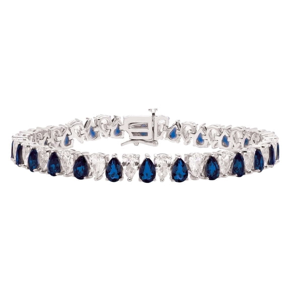 Pear Cut Gemstone Bracelet in Sterling Silver