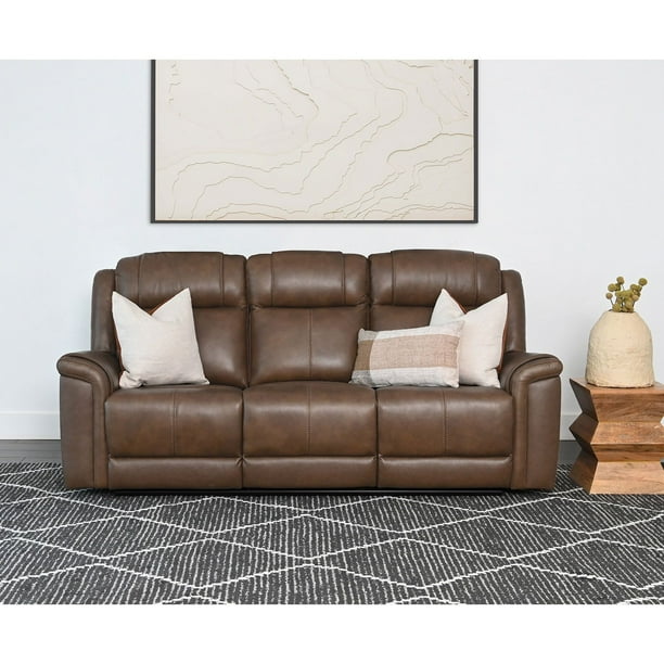 Gilmore 3-Piece Leather Reclining Sofa Set, Brown