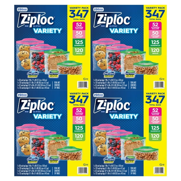 Ziploc Easy Open Bags Variety Pack with New Stay Open Design, 347