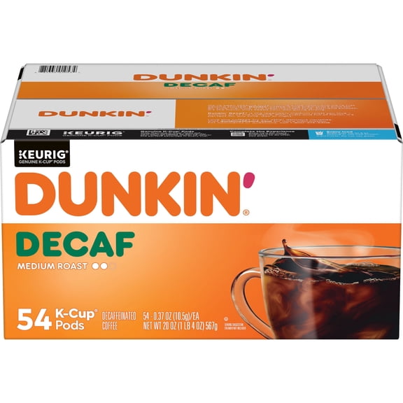 Dunkin' Donuts Decaf Coffee K-Cups, Medium Roast, 54 ct.