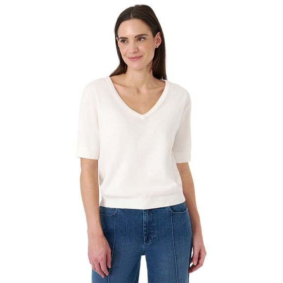 Sam Edelman Women's Short Sleeve V-Neck Sweater