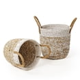 thumbnail image 5 of Raffia and Sisal Camo Baskets with Jute Rope Ear Handles, Set of 2, 5 of 6