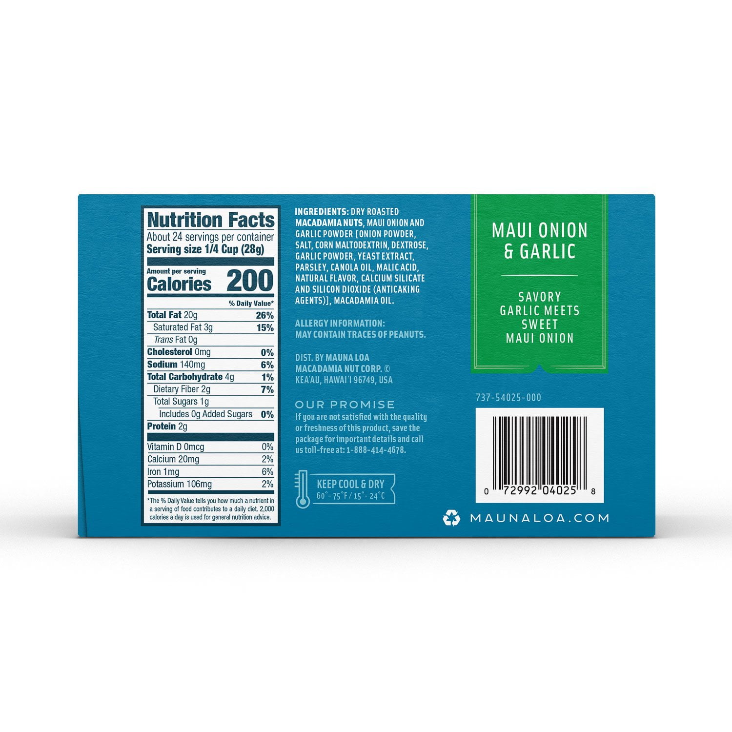 Mauna Loa Maui Onion & Garlic Macadamias 6 ct., 4 oz. - Samsclub.com