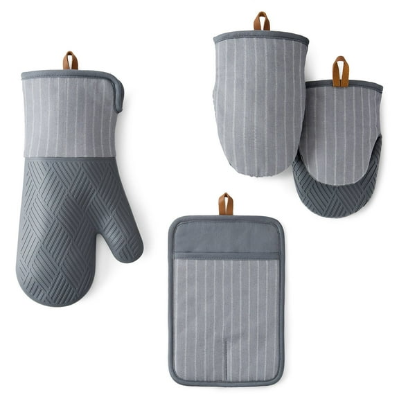 Member's Mark 4 -Pack Yarn Dyed Silicone Oven Mitt, Pot Holder, Mini Mitt Set