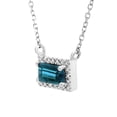thumbnail image 2 of Baguette Cut Gemstone and 0.06 CT. T.W. Diamond Halo Pendant Necklace in 14K Gold, 2 of 2