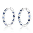 thumbnail image 1 of Lab Created Gemstone Huggie Hoop Earrings in Sterling Silver, 1 of 7