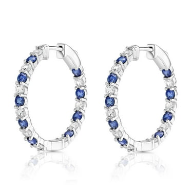 Lab Created Gemstone Huggie Hoop Earrings in Sterling Silver