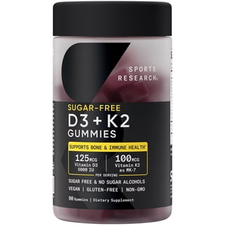 Sports Research Vitamin D3 + K2 Gummies, Plant-Based, 90 ct