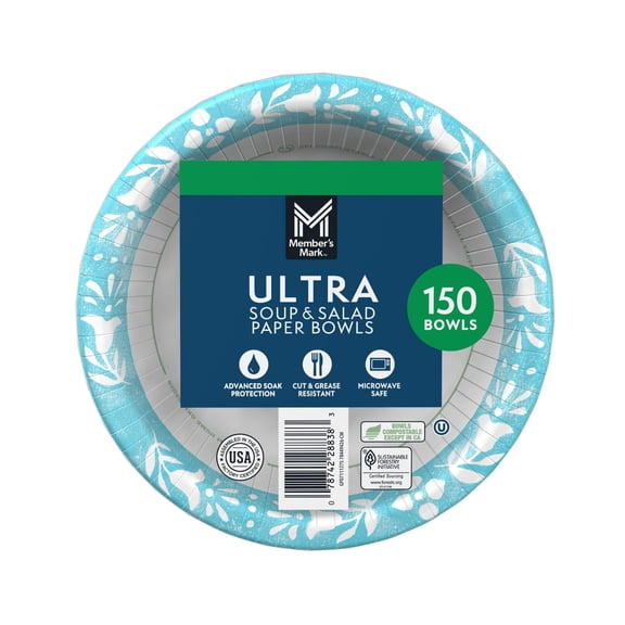 Member's Mark Ultra Soup/Salad Paper Bowls 20 oz., 150 ct.