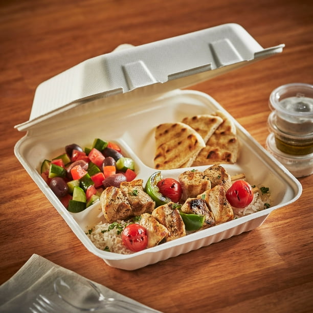 Hefty ECOSAVE 3-Compartment Hinged Lid Container, 9
