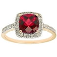 thumbnail image 1 of Cushion Cut Gemstone & 0.18 CT.T.W. Halo Diamond Ring in 14K Gold, 1 of 4
