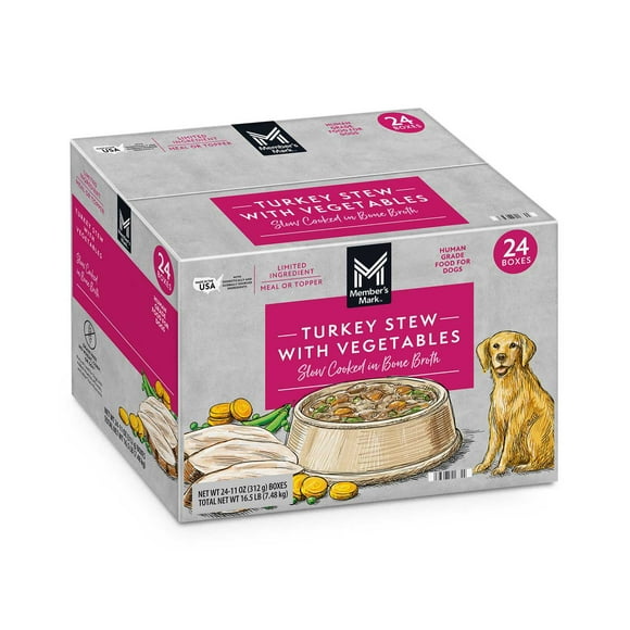 Member's Mark Turkey Stew with Vegetables Wet Dog Food, 11 oz., 24 boxes