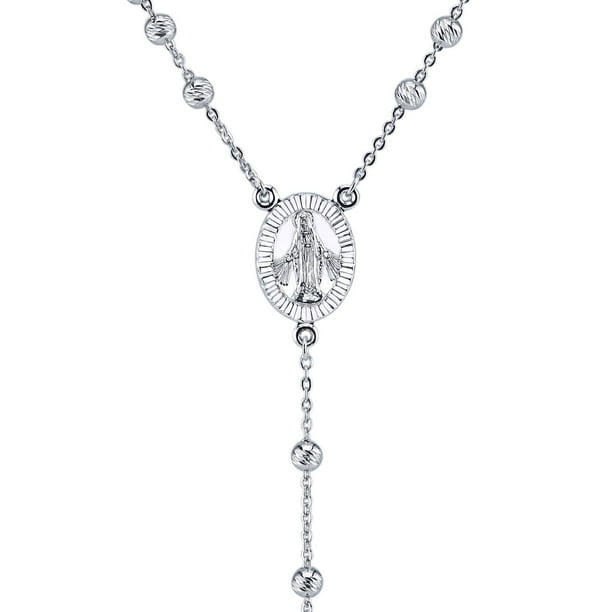 Diamond Cut Rosary Necklace in Sterling Silver