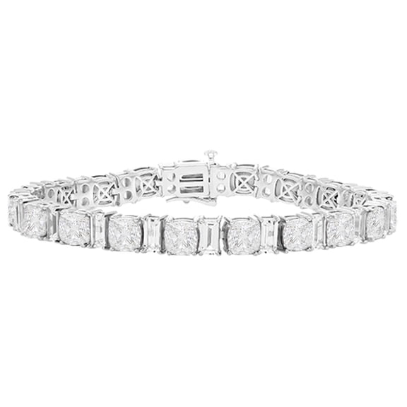 Cushion Cut Gemstone Bracelet in Sterling Silver