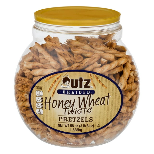 Utz Honey Wheat Braided Pretzels Barrel, 56 oz.