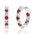 thumbnail image 2 of Lab Created Gemstone Huggie Hoop Earrings in Sterling Silver, 2 of 6