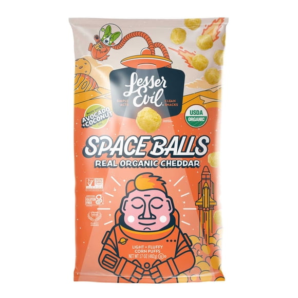 Lesser Evil Space Balls, Real Organic Cheddar, 17 oz.
