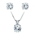 thumbnail image 1 of Round Cut Lab Created White Sapphire Pendant Necklace & Stud Earrings Set, 1 of 6