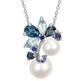 thumbnail image 1 of 7-9mm Round Freshwater Cultured Pearl & Gemstone Pendant Necklace in Sterling Silver, 1 of 6